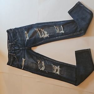 American Eagle, Super Stretch, Super Low Jeggings, distressed, size 2.